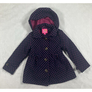 Girls PINK PLATINUM Wool Blend Jacet Size 4T Coat Hooded Jacket Polka Dot